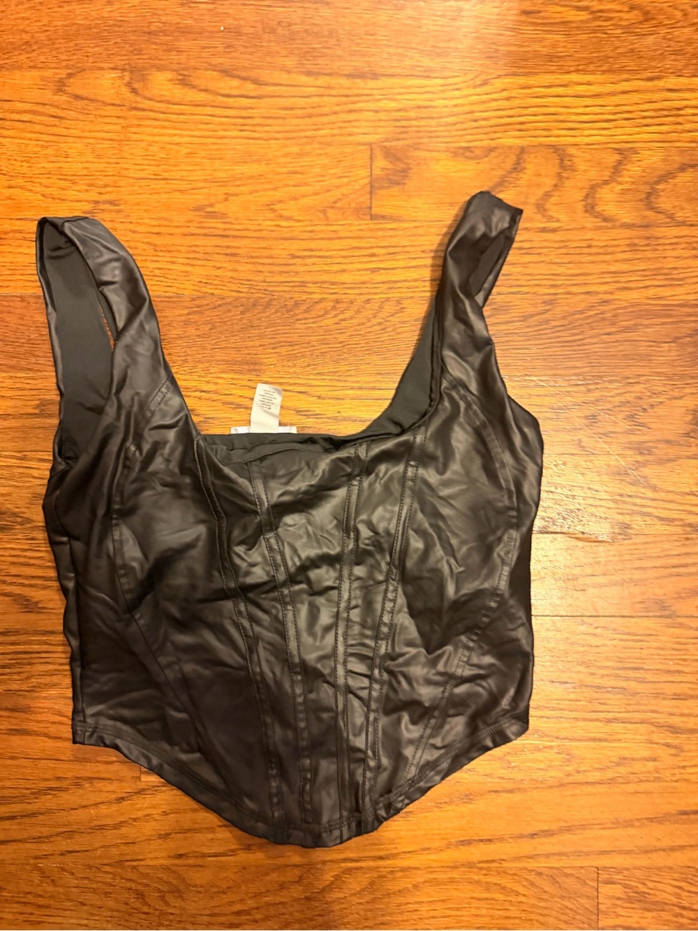 Forever 21 Black Faux-Leather Corset Crop Top